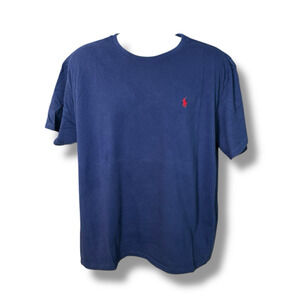 Polo by Ralph Lauren Men's Crewneck Solid Navy Blue w/ Red Pony Logo T-Shirt XL